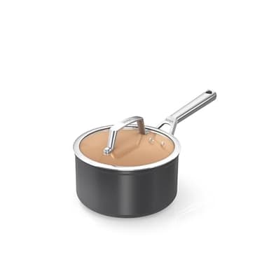 Ninja CW90220UK Keramik-Kochtopf mit Deckel, antihaftbeschichtet (ohne PFAs, PFOA, Blei oder Cadmium), Induktionskompatibel, Edelstahlgriff, ofenfest bis 285 °C, Terrakotta und Grau