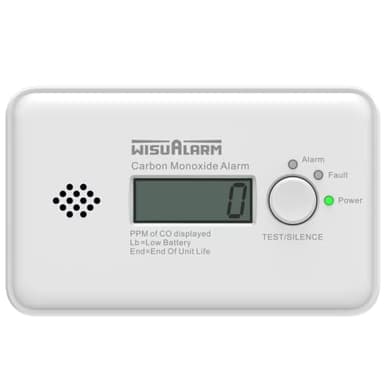 Kohlenmonoxid Melder,10 Jahre Batterie, CO Melder, Kohlenmonoxid Melder Testsieger, CO Warner mit LCD Display und Test/Silence Taste, TÜV Zertifiziert nach EN 50291 (Standalone, mit Display)