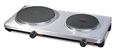 ROMMELSBACHER Automatik Doppelkochplatte AK 3099/E - Gehäuse aus Edelstahl, stufenlos regelbar, 2 Heizplatten 145 mm - 1500 Watt / 180 mm - 1500 Watt