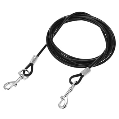 QWORK® 3m Tie-Out Leinen mit 360° Drehbarem Clip - Kausichere, wasserdichte und Rostfreie Hundeleine für Kleine bis Große Hunde