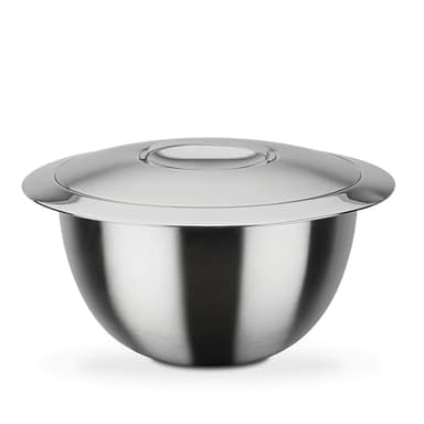 GSW Servier-Thermoschüssel – hochwertige Servierschüssel mit Deckel, 5 Liter Volumen, doppelwandige Isolierung warm und kalt – 26cm Durchmesser, Edelstahl, Silber