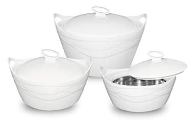 BEM Thermoschüsseln mit Deckel | Warmhaltebehälter Thermobehälter für Essen Suppen | Thermos Essensbehälter 5L, 3,5L, 2,5L | Thermobox Schüssel aus Edelstahl in 3 Größen