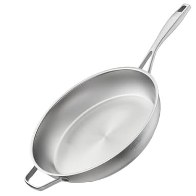 SILBERTHAL Edelstahl Pfanne Unbeschichtet 32 cm - Induktion - Profi Bratpfanne - Röstaromen - Ofenfest