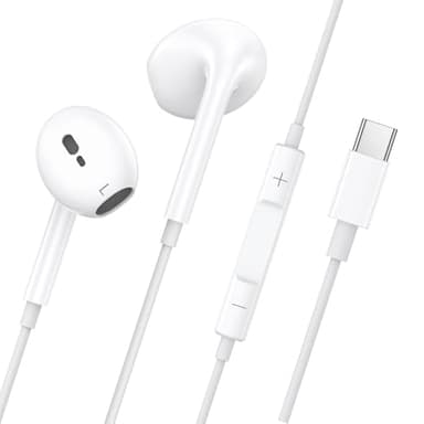 USB C Kopfhörer für iPhone 17/16/16e/15 Pro Max/Plus iPad Pro, In Ear USBC Kopfhörer mit Kabel, Kabelkopfhörer HiFi Stereo mit Mikrofon & Lautstärkeregler für Samsung S25 S24 S23 S22 S21 Ultra/Pixel