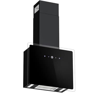 FIREGAS Dunstabzugshaube 60 cm, Wand-Dunstabzugshaube 60 cm, Edelstahl, 487m³/h, Touch Control, LED, bürstenloser Motor, CC170, Schwarz