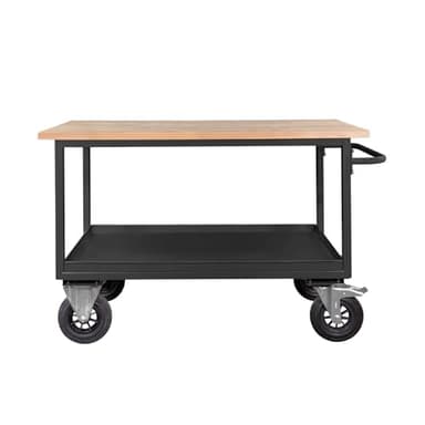 Abrollwerk Mobile Werkbank Anthrazit RAL 7016 – 1300 x 600 x 827 mm – 500 kg Traglast – Robuster mobiler Arbeitstisch mit Ablageboden für Werkstatt, Garage und Industrie, stabile Profi-Ausführung