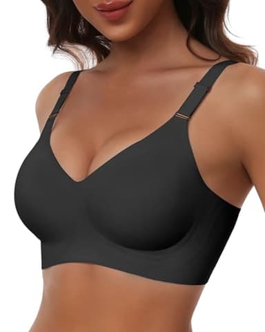 HORISUN Bequemer Nahtloser BH mit Vollständiger Abdeckung für Damen, Kabellose Push-Up BHS mit Weicher Unterstützung Normale und Große Größen (Schwarz 2XL)