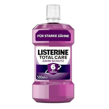 LISTERINE Total Care Zahn-Schutz 500 ml - Testsieger Stiftung Warentest, 6 in 1 Wirkung, 24h frischer Atem, schützt gegen Karies und Zahnfleischprobleme, antibakterielles Mundwasser