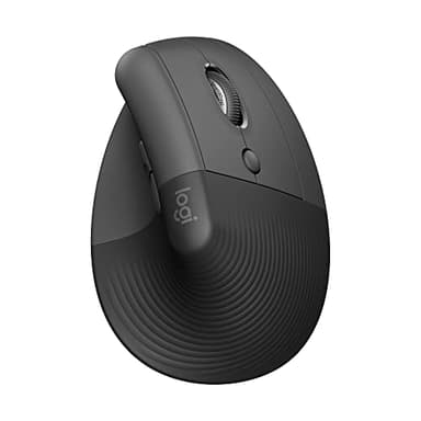 Logitech Lift Vertikale Ergonomische Maus, Kabellos, Bluetooth oder Logi Bolt USB-Empfänger, Leise Klicks, 4 Tasten, Kompatibel mit Windows/macOS/iPadOS, Laptop, PC - Grau