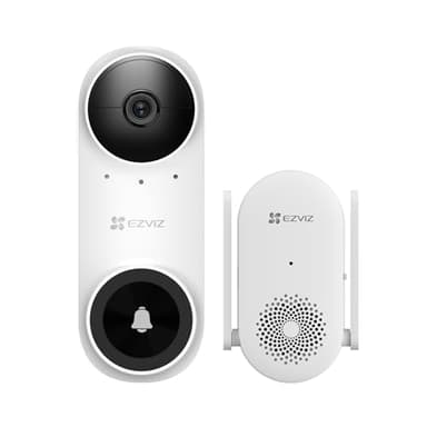 EZVIZ 2K Video Türklingel mit Chime, Akku Türklingel mit Kamera, KI Personenerkennung, Zwei-Wege-Audio, 6m Nachtsicht, 100% Kabellos, 5000mAh Batterie, Nicht Wasserdicht, mit UK-Steckeradapter, CP3