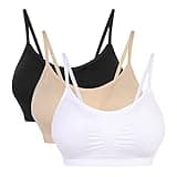 Vertvie Womens Strech Duenn Ohne Buegel Push up Yoga Sports BH Bra Top Set Fuer Fitnesstraining Polsterung 3St(Größe L/Etiketten XL, Weiß+Hautfarbe+schwarz)