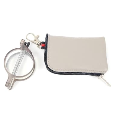 KoKoBin Faltbare Rund Lesebrille Mini Anti-Blau Sehnhilfe für Damen und Herren Lesehilfe mit Holster-Etui (Grau, 2, Dioptrien)