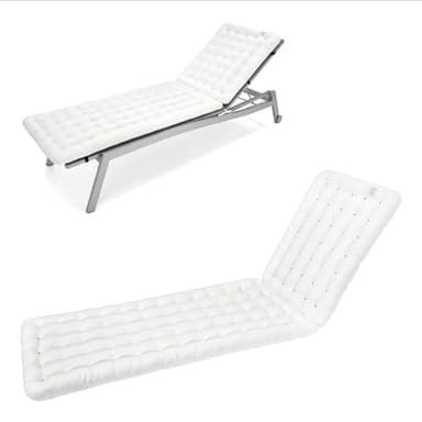 HAVE A SEAT Living - Sonnenliege Auflage Luxury | 200x60 cm - Bequeme Gartenliege Auflage, 8 cm Dick - Waschbar bis 95°C, Orthopädisch, Wetterfest - Made in Germany (200x60 cm, Weiß)