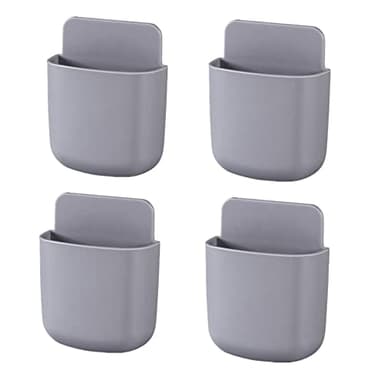 Senmil 4-Teiliger Fernbedienung Halter Organizer - Wandhalterung, Organisator für TV-Fernbedienung und Handy-Ladegerät (Grau)