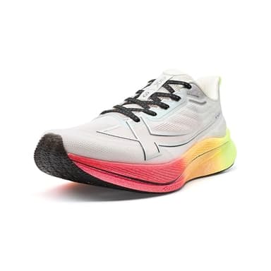 XTEP 2,000 km 3.0 Herren Laufschuhe Marathon Trainingsschuhe Sportschuhe Rebound Unterstützung Luftdämpfung Stoßdämpfung Badminton Schuhe Segel weiß/Neon Lime Grün Size 43