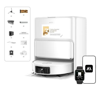 Mova Z60 Ultra Roller Standalone Saugroboter, 26.000 Pa Saugkraft, HydroForce-Wischen, MaxiReach-Techn., FlexScope-Radar mit Hebefunktion, AutoShield-Tech., dreifaches Anti-Tangle. All-in-One-Station