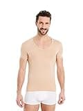 FINN Business Unterhemd Herren Kurzarm mit V-Ausschnitt - Unterziehshirt Männer aus original Lenzing® Modal Stoff - Das perfekte T-Shirt unter Hemd und Anzug Hautfarbe Nude L