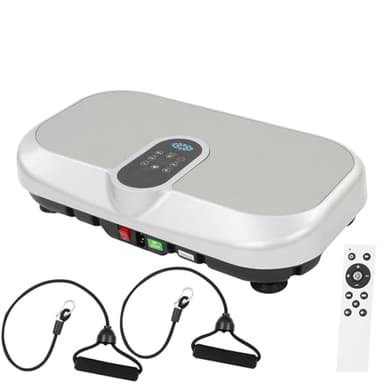 Vibrationsplatte 4D mit Heizfunktion Bluetooth Rüttelplatte Sport für Zuhause mit 120 Stufen&9 Modi Vibration Plate mit Fernbedienung &Touchscreen Vibrating Plate Vibrationsboard mit Widerstandsbänder