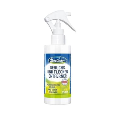 Bactador Enzymreiniger Spray 150ml - Geruchsentferner & Fleckenentferner - Mikrobiologischer Geruchsneutralisierer - Hundeurin / Katzenurin Entferner - Porentiefe Reinigung in Haushalt & Tierhaltung