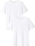 LAPASA Herren Micro Modal T-Shirt 2 Pack, Premium Business Kurzarm Unterhemd Rundhalsausschnitt/V-Ausschnitt (M07/M08), Rundhalsausschnitt: Weiß, XL