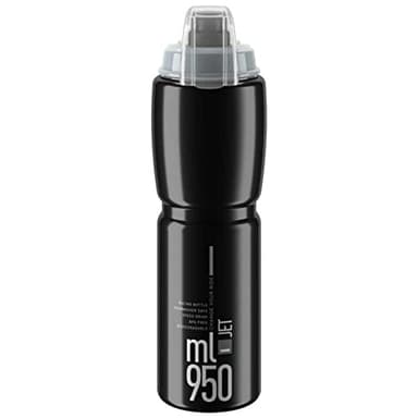 Elite JET PLUS Schwarz Grau Logo 950 ml – Ultraleichte Fahrrad-Trinkflasche für Radsport MTB Gravel – BPA-frei Biologisch abbaubar Nachhaltig