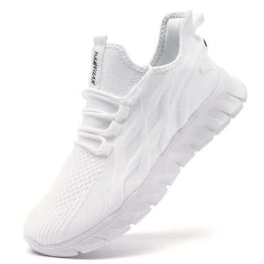 IEBPEH Schuhe Herren Sportschuhe Sneaker Turnschuhe Laufschuhe Slip On Freizeit leicht Tennisschuhe Atmungsaktiv Fitnessschuhe Wanderschuhe Weiß 45