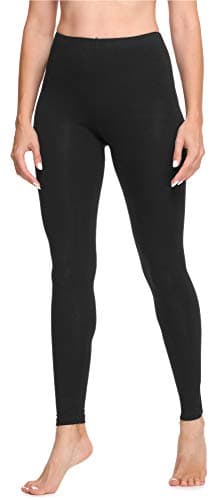 Ladeheid Leggings Damen aus Baumwolle Bequeme und Lange Leggins für Frauen für Frühling Sommer Herbst Winter Saison LA40-133 (Schwarz, L)