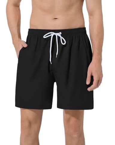 ACHTELEPHS Badehose Herren Schnelltrocknend Badeshorts Männer Boardshorts Badehosen Schwarz 3XL