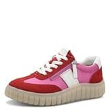 Tamaris Comfort Damen Sneaker flach mit Chunky-Sohle Low Top, Mehrfarbig (Red/Fuchsia), 39 EU