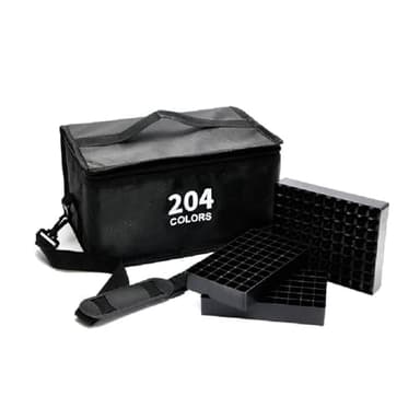 Octirst Marker-Aufbewahrungsbox für 204-216Marker mit Bodenschlitzen, Robuste Tragetasche mit Griff, für Kinder & Zeichenbegeisterte, Schwarz