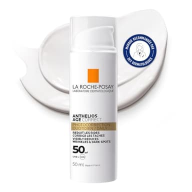 La Roche Posay Anthelios Age Correct, Feuchtigkeitsspendende Anti-Age Tagescreme mit LSF50 für reife, empfindliche Haut, Beugt lichtbedingter Hautalterung vor, Mit Niacinamid und Phe-Resorcinol, 50 ml