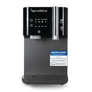 SPRUDELUX JUMAN SUPREME Wasserspender mit Sprudel & Heißwasser – Umkehrosmose Direct-Flow mit UVC – Wasserfilter mit CO2 – Auftischgerät für Küche & kleine Büros - Tafelwasseranlage | (Wassersprudler)