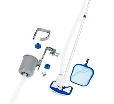 Bestway Flowclear Poolpflege Set, Deluxe mit pumpenbetriebenem Poolsauger, Skimmer und Kescher, für alle gängigen Poolgrößen, Mehrfarbig