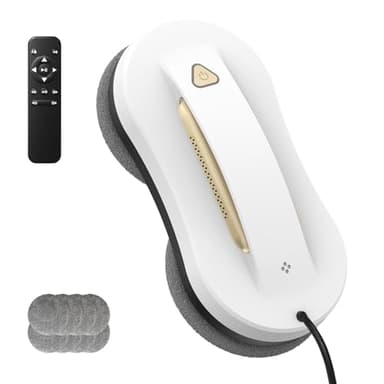 Fensterputzroboter mit Doppelsprühfunktion – Elektrischer Fensterputzer, Automatischer Fensterreiniger Roboter mit Fernbedienung und Wassertank für Innen- & Außenfenster, Gold, 10x Lappen