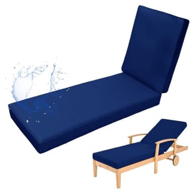 Wetterfeste Outdoor Liegenauflage Auflage für Sonnenliegen Gartenliegen,mit Traggriff und Sitzkissen Hochlehner Relaxsessel Bequeme und langlebige Auflagen für Liegestühle,Dark blue 51,190x60x5cm