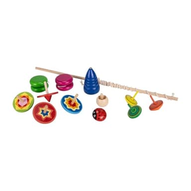 GICO Kinder Kreisel und JoJo Set mit 12 klassischen Kreiseln und Jojos aus Holz -KSet