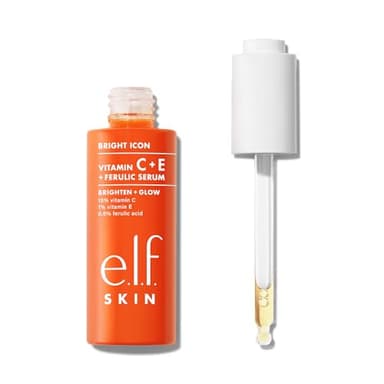 e.l.f. SKIN Bright Icon Vitamin C + E + Ferulic Serum, aufhellendes und beruhigendes Gesichtsserum, für ein ebenmäßigeres Hautbild. Vegan und tierversuchsfrei, 30 ml