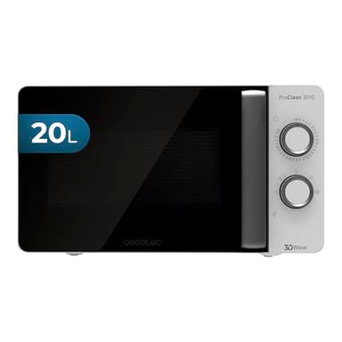 Microondas ProClean 3010, 20 Liter- Kapazität, Ready2Clean-Beschichtung, 700 Watt-Leistung, 6 Funktionsstufen, 30 Minuten-Timer, Auftauhmodus, Weiße Endverarbeitung