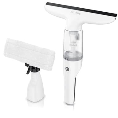 Brandson - Akku Fenstersauger kabellos – Fensterreiniger elektrisch 2200 mAh Li-Io-Akku – Laufzeit ca. 30 min. – 28 cm Saugdüse – 60 ml Wassertank – inkl. Sprühflasche