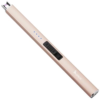 SUPRUS Elektrisches Feuerzeug Lichtbogen Winddicht Flammenlos USB Wiederaufladbares Feuerzeug mit Sicherheitsschloss für Kerze Camping (Champagner Gold)