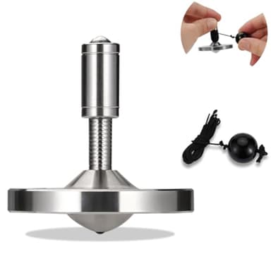 Präzisions kreisel mit Schnur, Hochleistungs-Gyrospielzeug aus rostfreiem Metall und ohne Schwerkraft, erstaunliche Drehzeit von bis zu 15 Minuten, effiziente Zeitverschwendung (L, Silber)