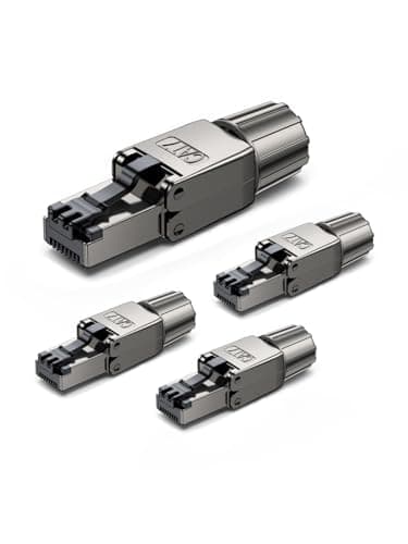 UGREEN CAT 7 RJ45 Stecker Netzwerkstecker 10Gbps für LAN Kabel Verlegekabel Werkzeuglos AWG 22-24 Unterstützen POE Vollgeschirmt STP 50μ vergoldete Kontakte Isolierte Flachstecker(4 Stück)