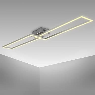 B.K.Licht - LED Deckenlampe schwenkbar, warmweiße Lichtfarbe, 40 Watt, 4000 Lumen, Deckenleuchte, LED Lampe, Wohnzimmerlampe, Schlafzimmerlampe, Küchenlampe, 110x24,8x8 cm, Chrom-Alu