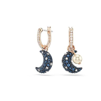 Swarovski Sublima Drop-Ohrhänger, Rosé Vergoldete Ohrringe mit Mond-Motiv und Strahlenden Swarovski Kristallen
