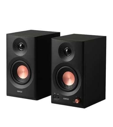 Edifier MR3 Kompakter Studio-Lautsprecher 2.0, Hi-Res Audio, Bluetooth V5.4, physische Steuerungen, RCA, AUX, Mobile App, 2 x 18 W, Schwarz