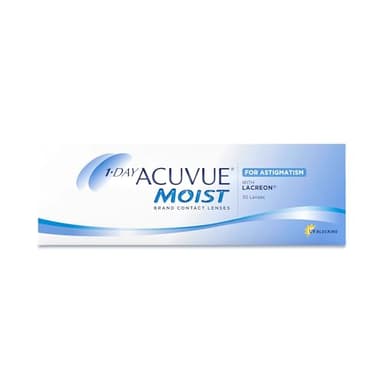 ACUVUE MOIST 1-DAY for Astigmatism Tageslinsen – Tageskontaktlinsen mit -5.25 dpt, Cyl -1.25, Ach 180 & BC 8.5 – UV Schutz, feuchtigkeitsspendend & angenehmes Tragegefühl – 30 Linsen