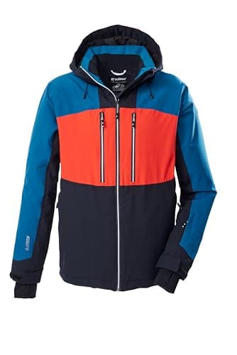 killtec Herren Skijacke/Funktionsjacke mit abzippbarer Kapuze und Schneefang KSW 465 MN SKI JCKT, schwarz blau/petrol/schwarz blau/dunkelorange, XXL, 43450-000