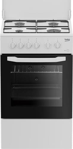 Beko - CSS42014FW – Küche 50 x 50 cm, statischer Elektroofen + Platte mit 4 Gasbrennern und Tellergrills, Klasse A, mechanische Steuerung, Farbe: Weiß, Abmessungen HxBxT: 85,0 x 50,0 x 50,0