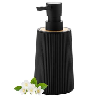 Moderne Seifenspender Schwarz Bambus Spülmittelspender, Seifenspender Bad für Badezimmer, Arbeitsplatte, Küche, Soap Dispenser mit Pumpspender (Schwarz Bambus)