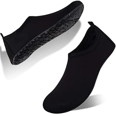 FELOVE Badeschuhe Wasserschuhe Strandschuhe Surfschuhe Barfuß Schuhe,Breathable Schwimmschuhe Hausschuhe Yoga Schuhe für Wassersport für Damen Herren, Schwarz.CH 42/43